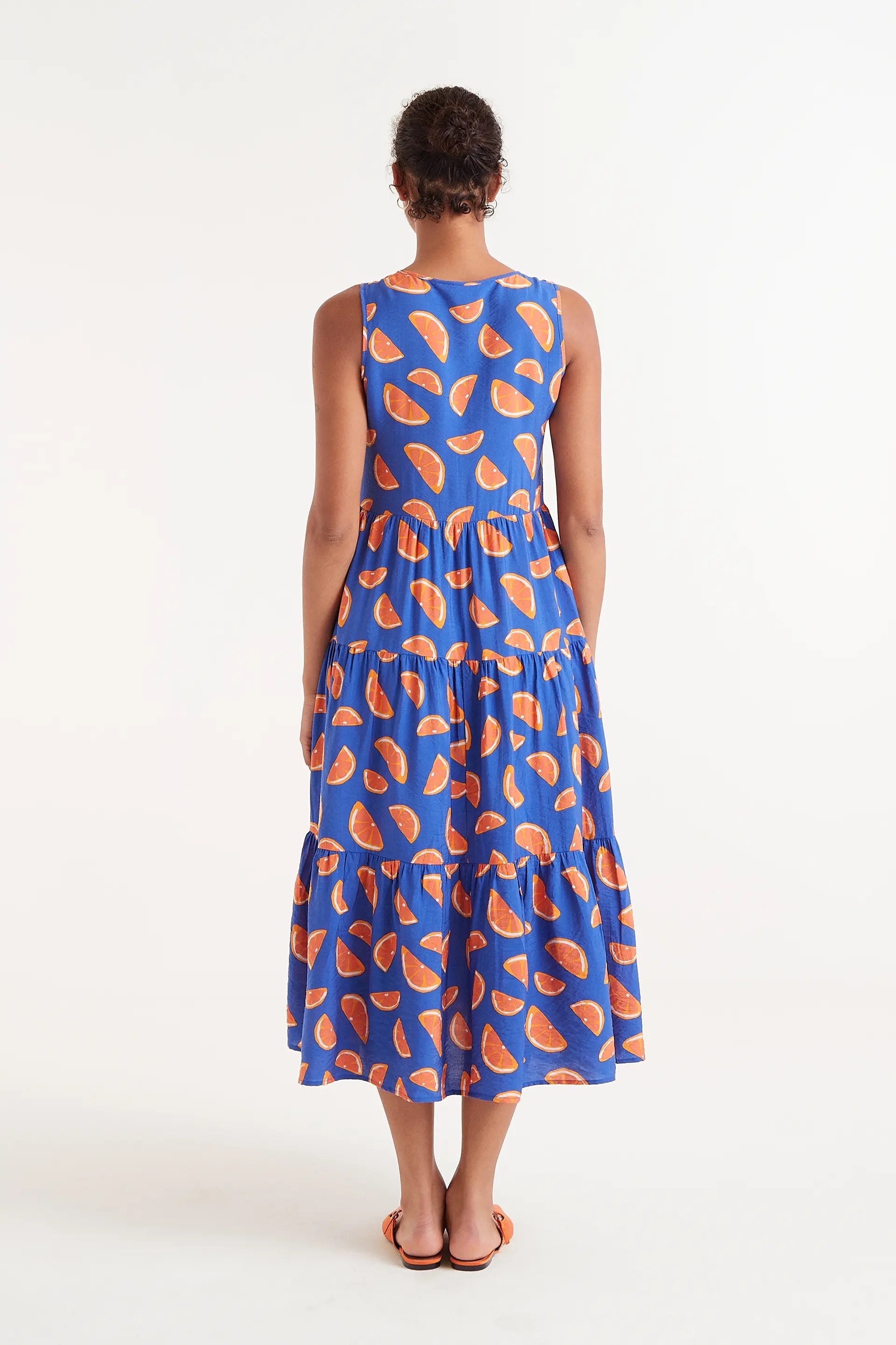 Grapefruit Midi Dress With Straps