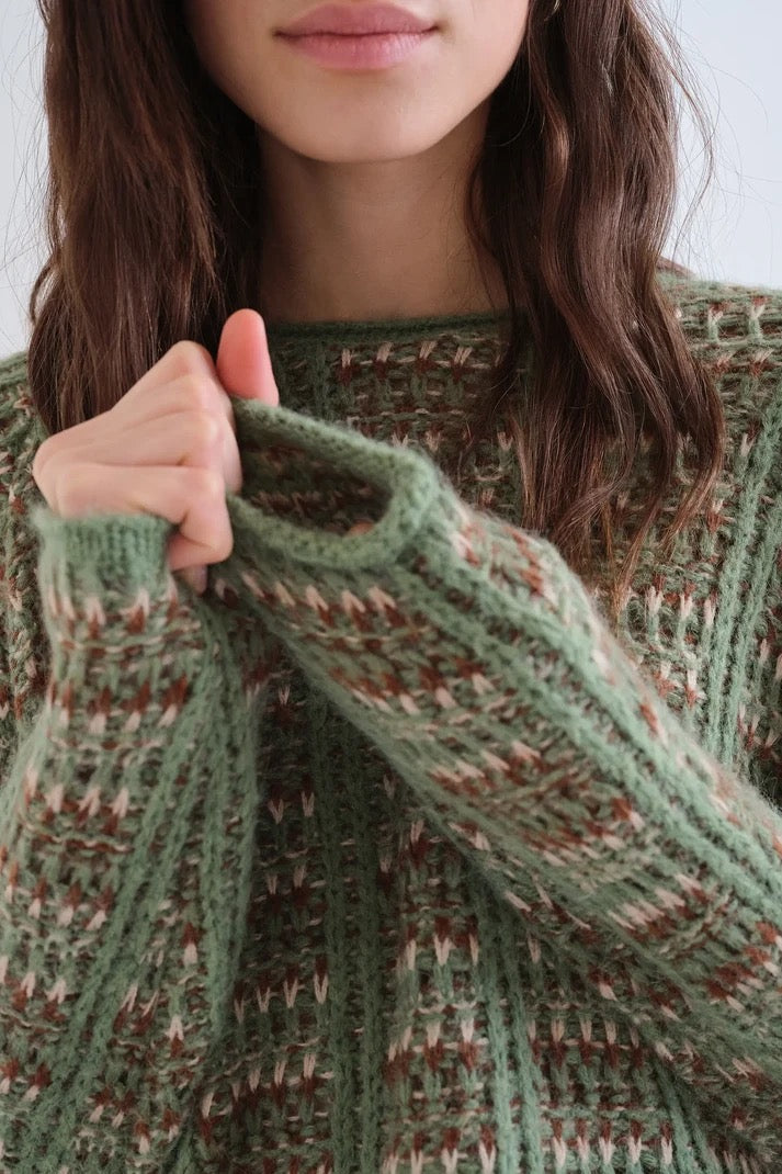 Green Sweater With Embroidered Details