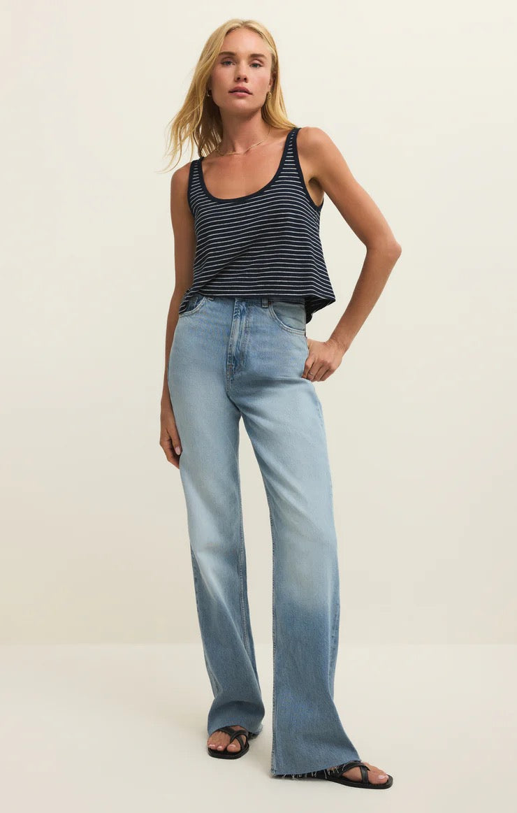 Yareli Striped Crop Tank - Eclipse