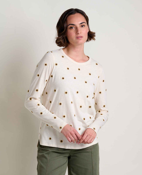 Primo  Long Sleeve Embroidered T Shirt -Salt Sunflower