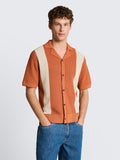 Open Knit Polo - Rust/Cream