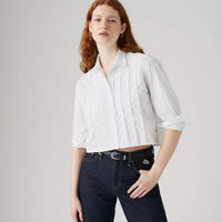 Cropped Harlie Tuxedo Shirt - Bright White