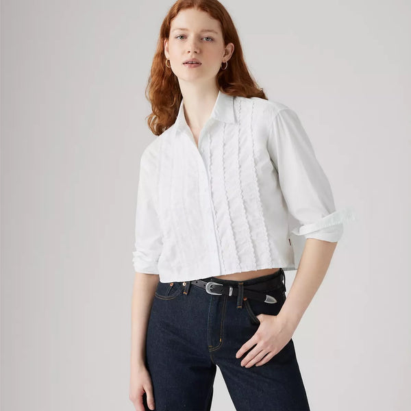 Cropped Harlie Tuxedo Shirt - Bright White