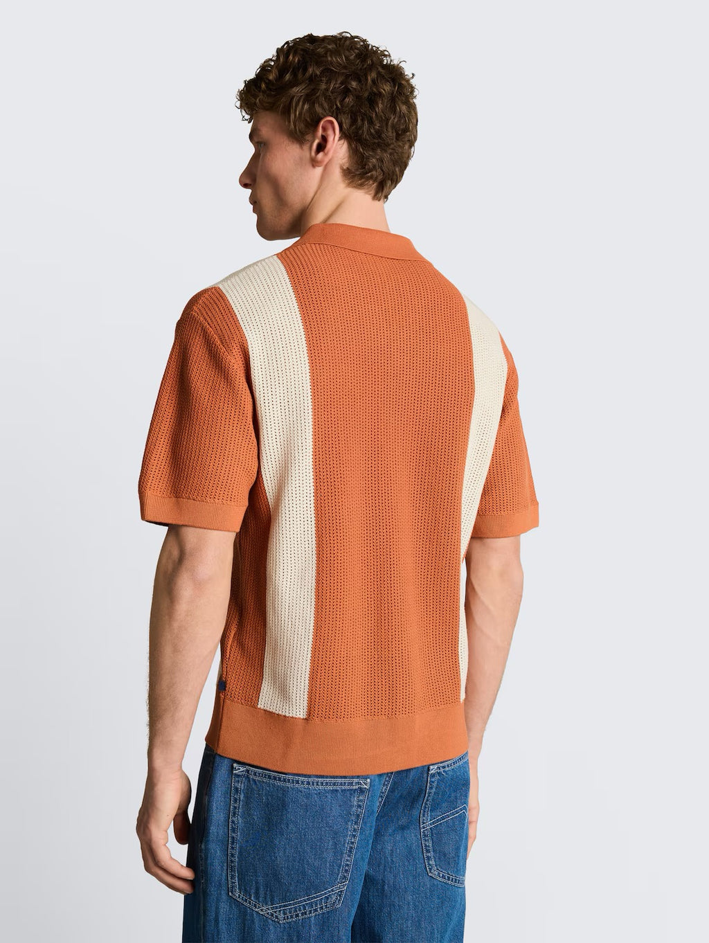 Open Knit Polo - Rust/Cream