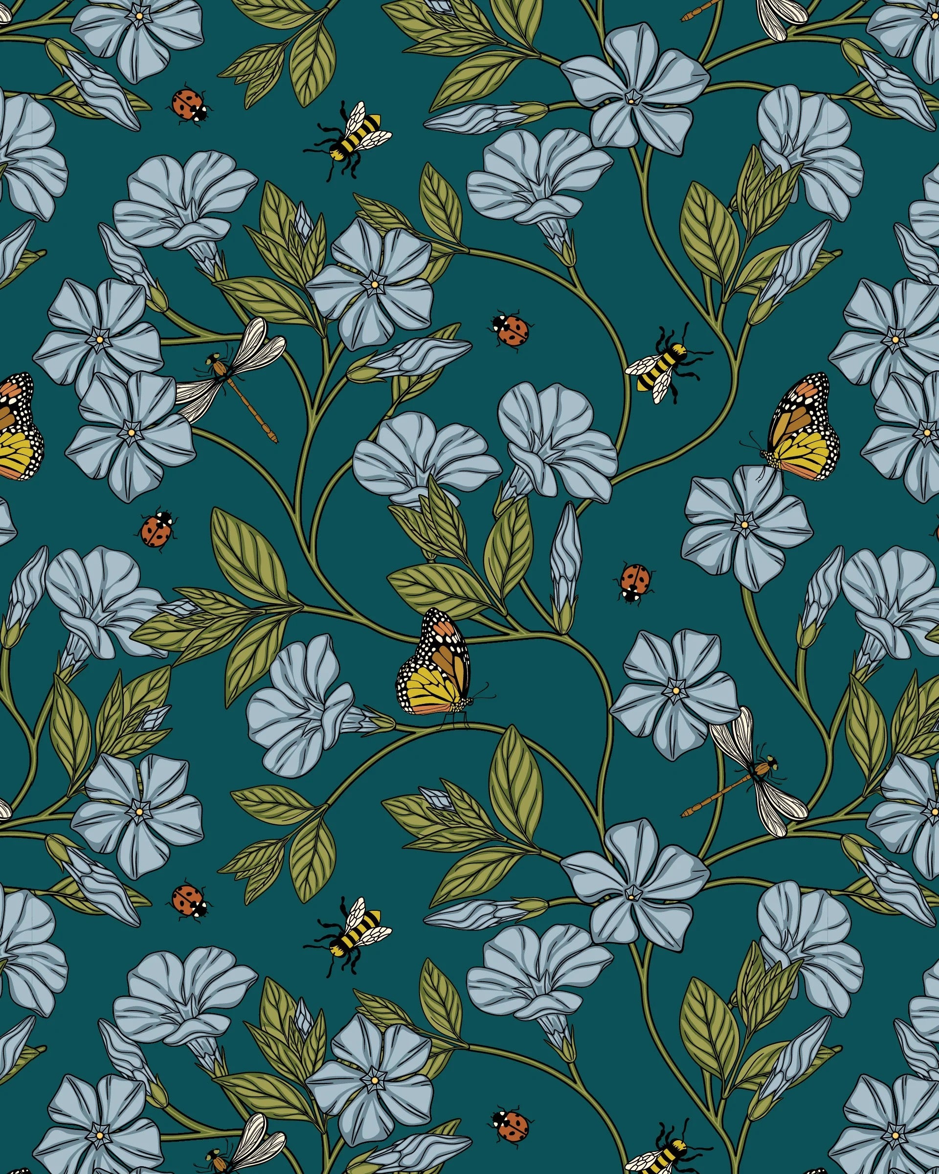 Puff Sleeve Blouse With Hand-Drawn Flora In Flight Print