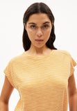 Oneliaa Lovely Stripes Organic Cotton T Shirt - Oatmilk/Light Tangerine