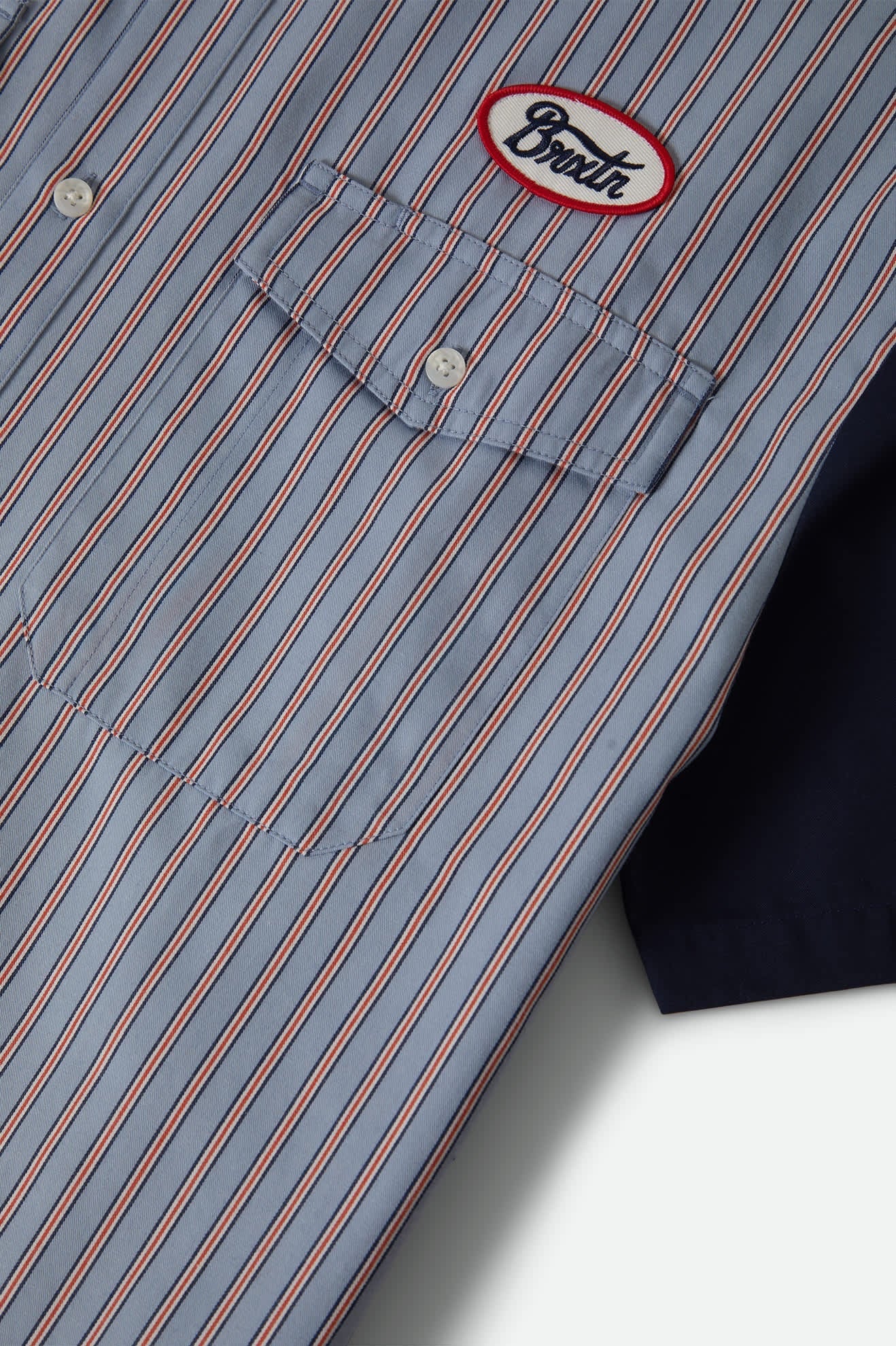 Builders Olson Short Sleeve Woven - Blue Aura Stripe
