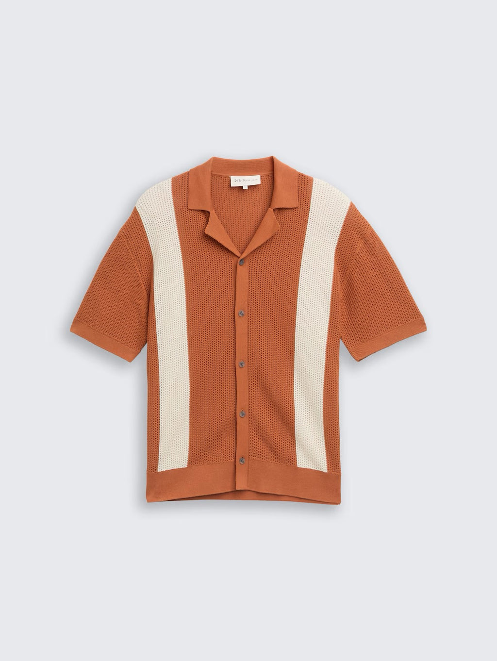 Open Knit Polo - Rust/Cream