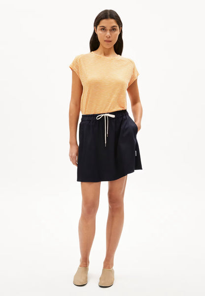 Oneliaa Lovely Stripes Organic Cotton T Shirt - Oatmilk/Light Tangerine
