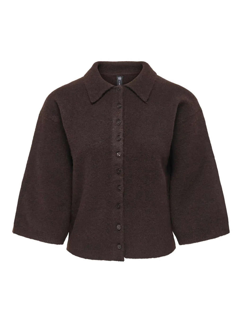 Macey 3/4 Polo Cardigan - Coffee Bean
