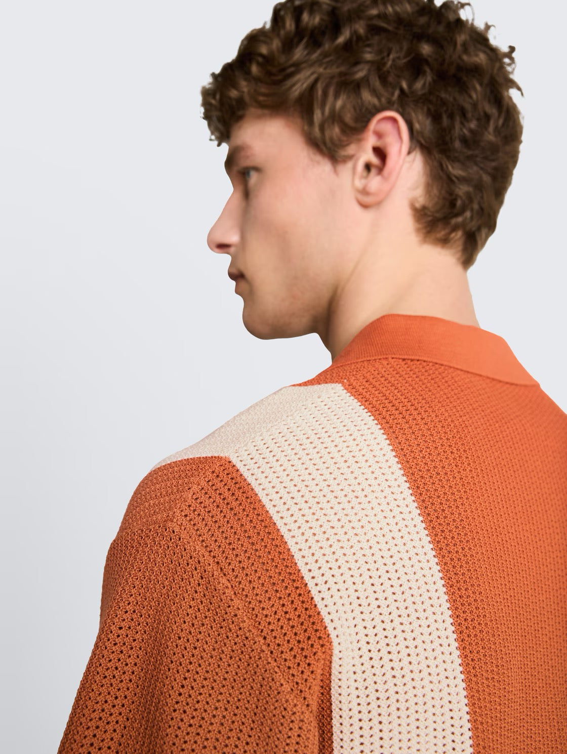 Open Knit Polo - Rust/Cream
