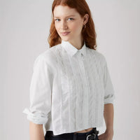 Cropped Harlie Tuxedo Shirt - Bright White