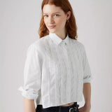 Cropped Harlie Tuxedo Shirt - Bright White