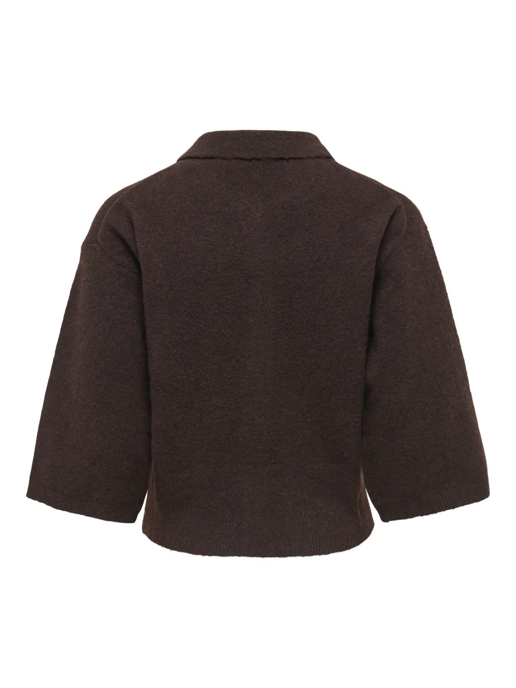 Macey 3/4 Polo Cardigan - Coffee Bean