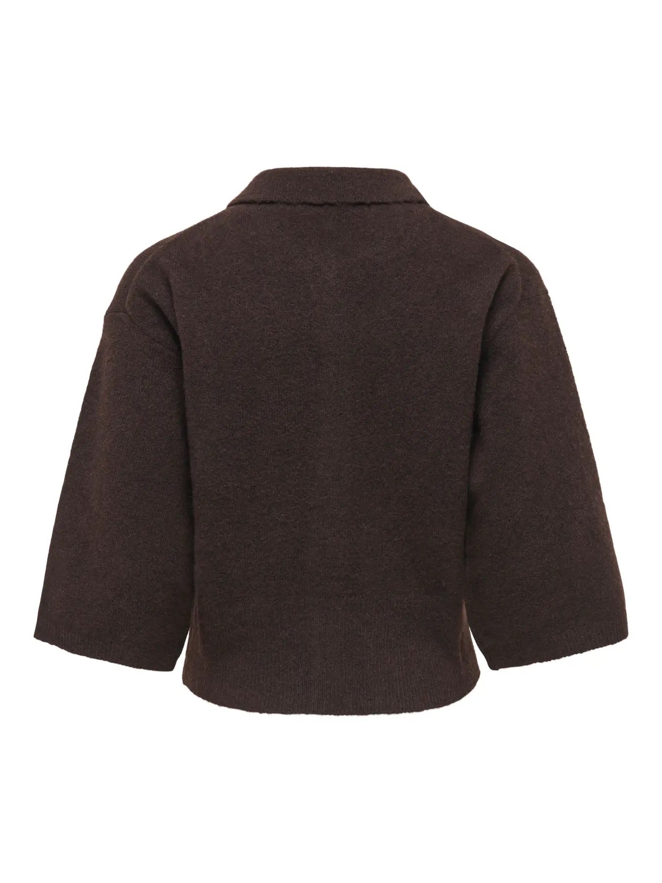 Macey 3/4 Polo Cardigan - Coffee Bean