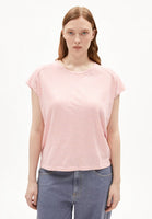 Oneliaa Lovely Stripes Organic Cotton T Shirt - Oatmilk/Deep Rosalilly