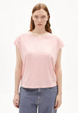 Oneliaa Lovely Stripes Organic Cotton T Shirt - Oatmilk/Deep Rosalilly