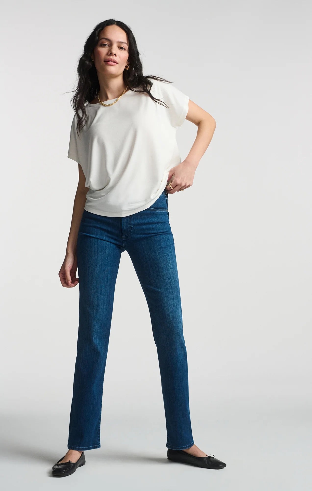 Luxe Touch Boatneck T Shirt - Antique White