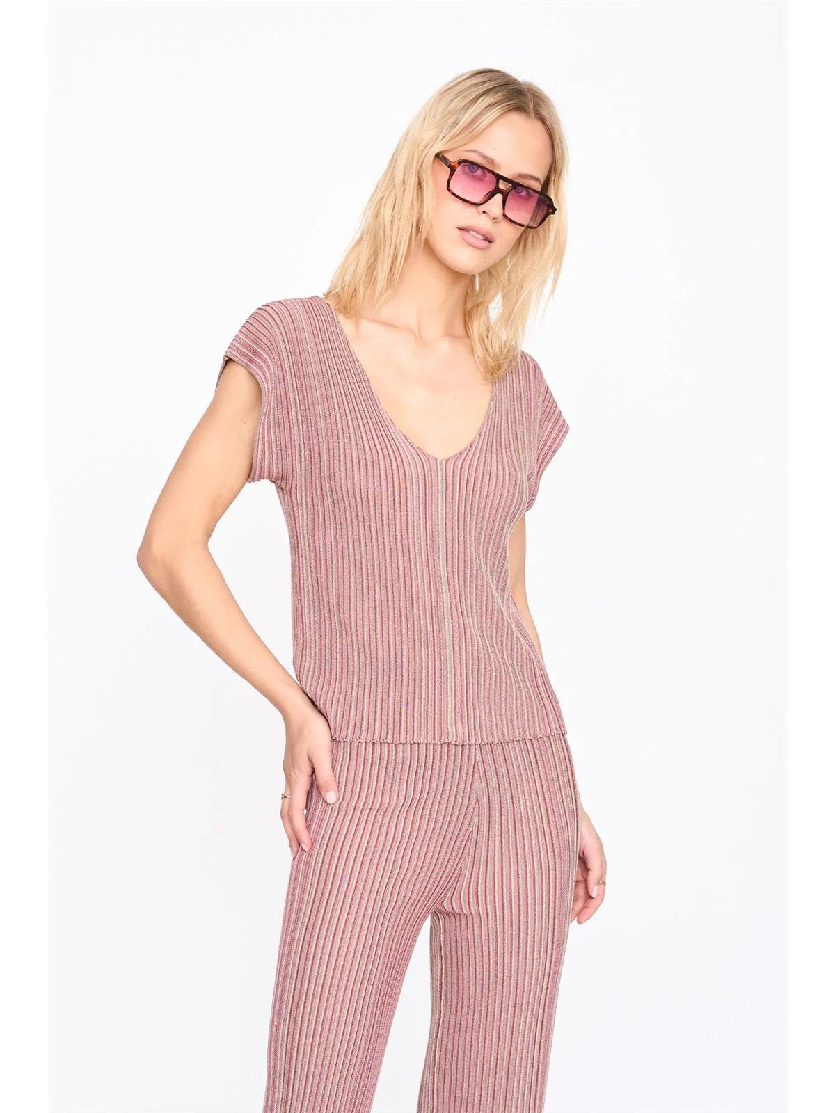 Stripey V Neck Tee