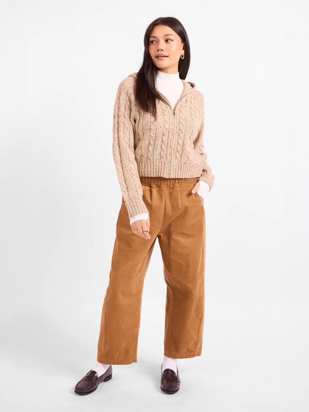 Effortless Cable Cardigan - Taupe Multi