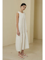 Smocked Bodice Dropped Waist Dress