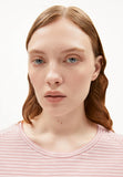 Oneliaa Lovely Stripes Organic Cotton T Shirt - Oatmilk/Deep Rosalilly