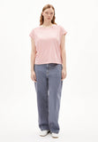 Oneliaa Lovely Stripes Organic Cotton T Shirt - Oatmilk/Deep Rosalilly