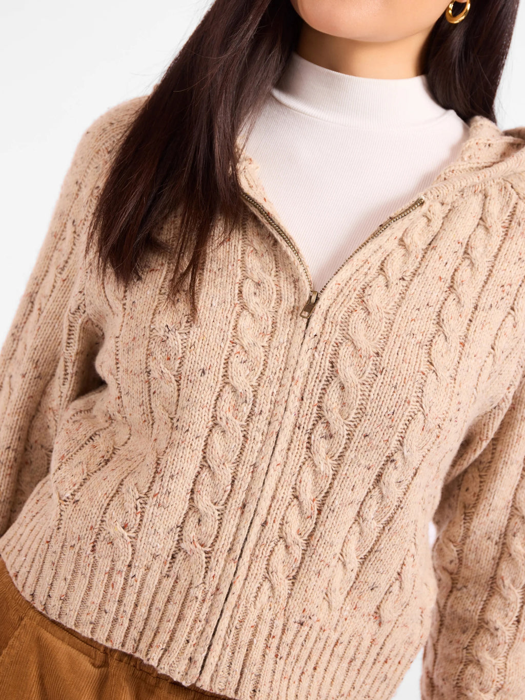 Effortless Cable Cardigan - Taupe Multi