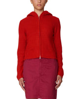 Glenda Hood Zip Sweater - Tomato
