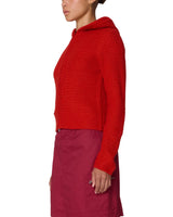 Glenda Hood Zip Sweater - Tomato