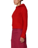 Glenda Hood Zip Sweater - Tomato