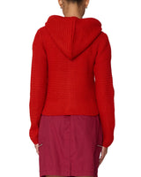 Glenda Hood Zip Sweater - Tomato