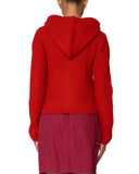 Glenda Hood Zip Sweater - Tomato