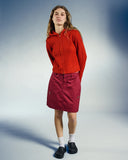 Glenda Hood Zip Sweater - Tomato