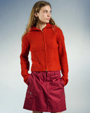 Glenda Hood Zip Sweater - Tomato