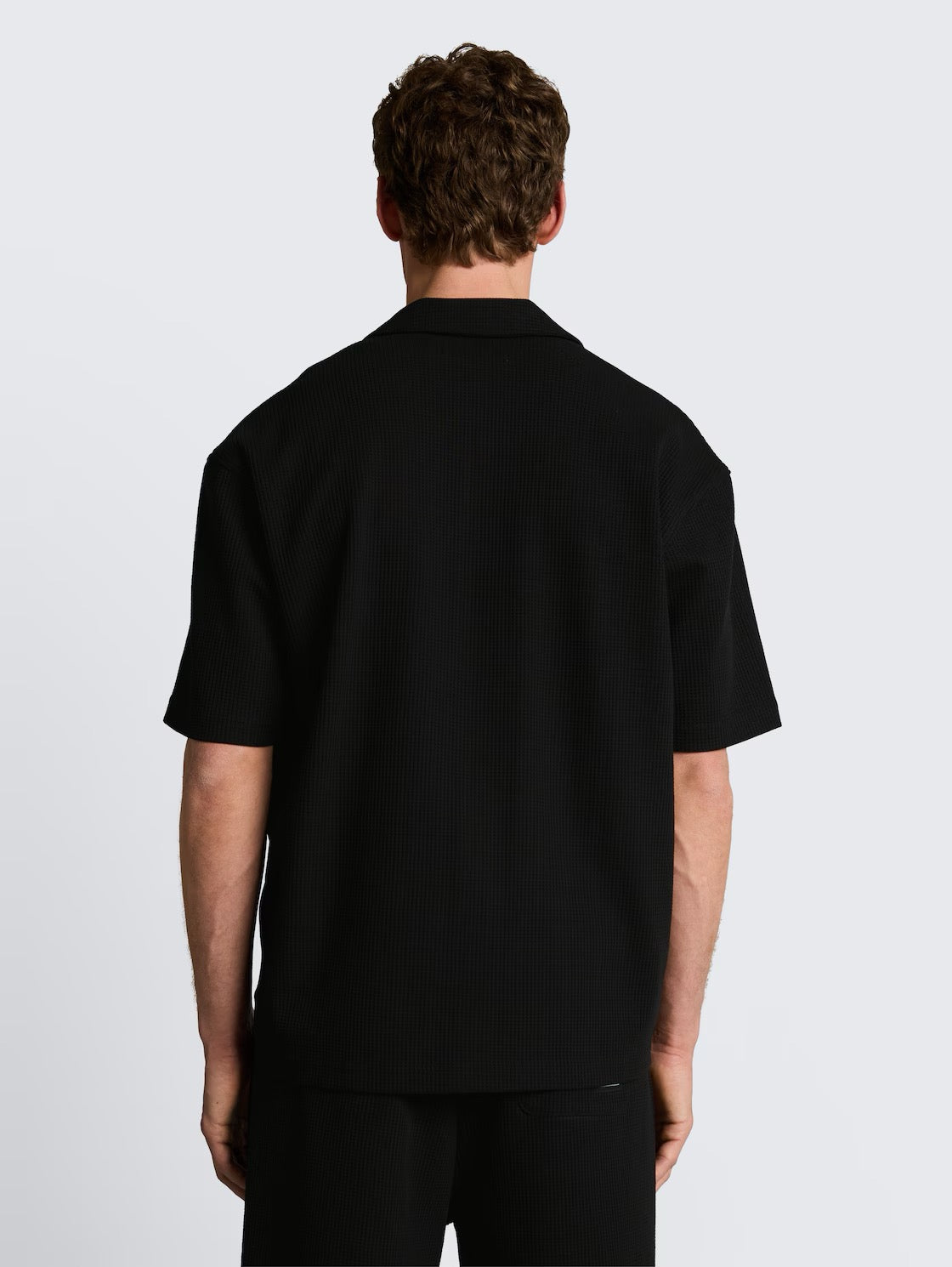 Relaxed Fit Waffle Shirt - Deep Black