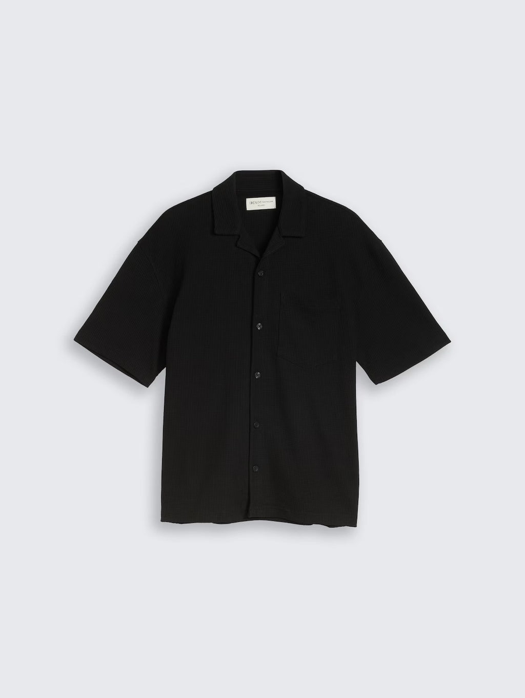 Relaxed Fit Waffle Shirt - Deep Black