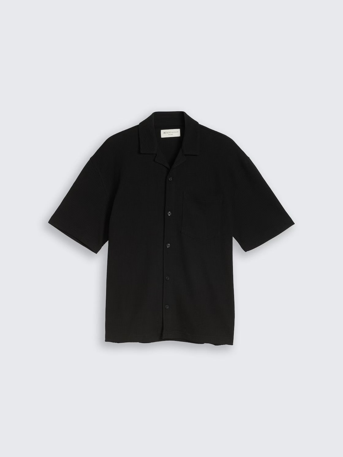 Relaxed Fit Waffle Shirt - Deep Black