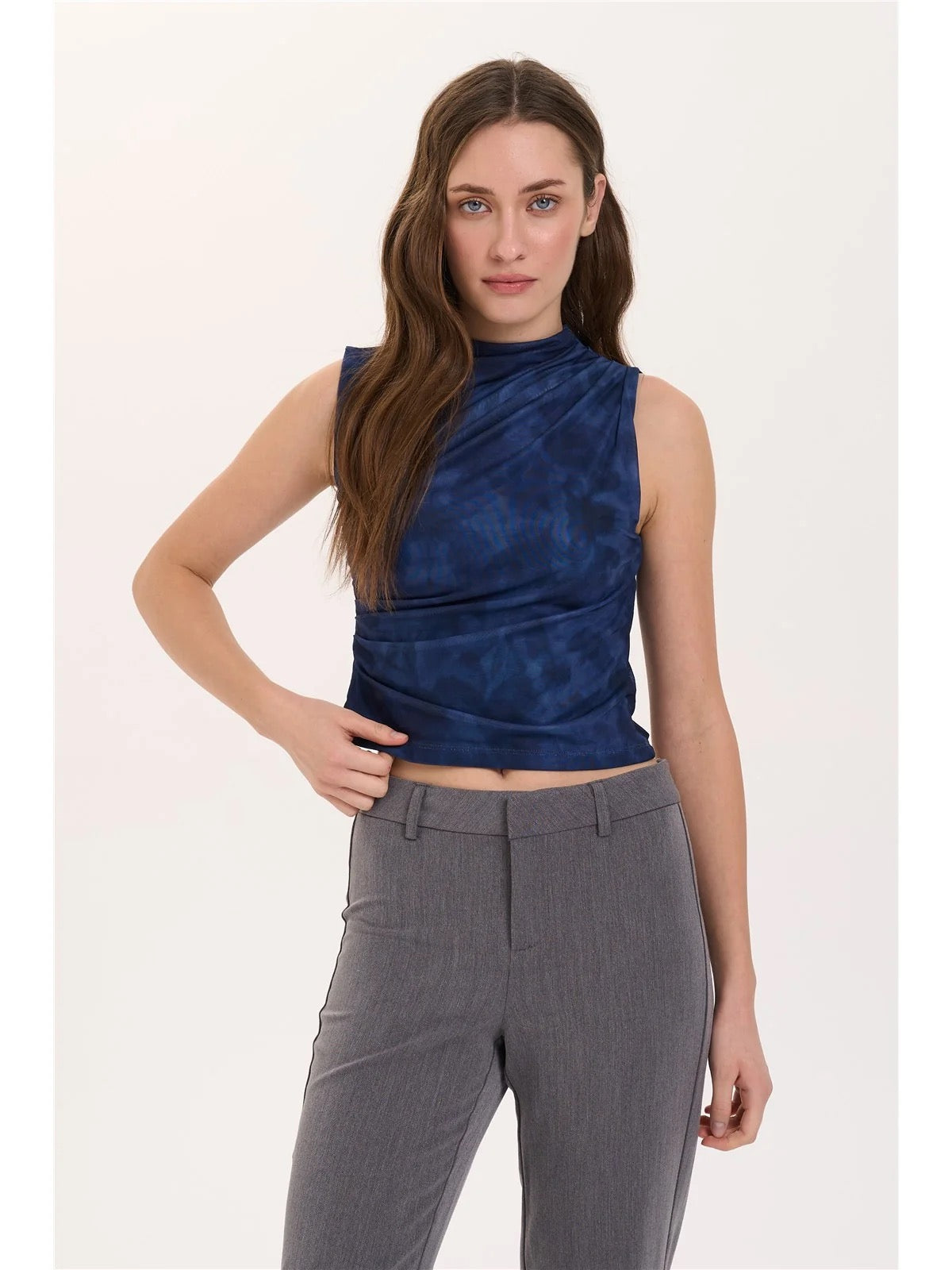 Mesh Sleeveless Top - Blue