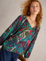 Imogen Top - Green Print