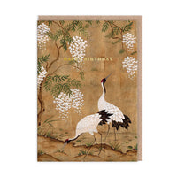 Cranes & Wisteria Birthday Greeting Card