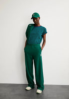 Idaara Stripes Organic Cotton T Shirt - Emerald Green/Blue Noon