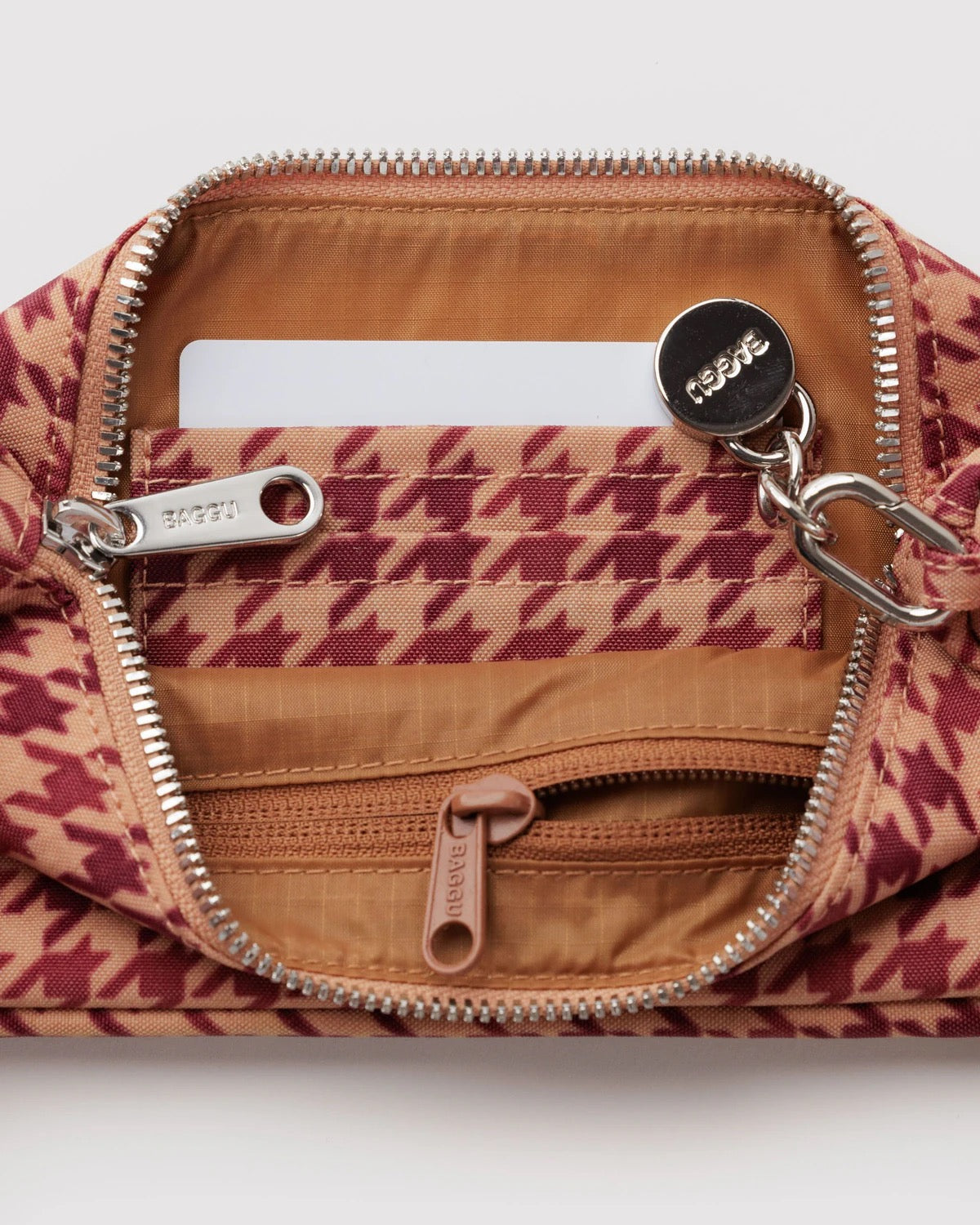 Nylon Pochette - Tan Houndstooth