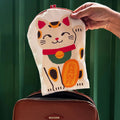 Lucky Cat Canvas Zip Pouch