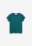 Idaara Stripes Organic Cotton T Shirt - Emerald Green/Blue Noon