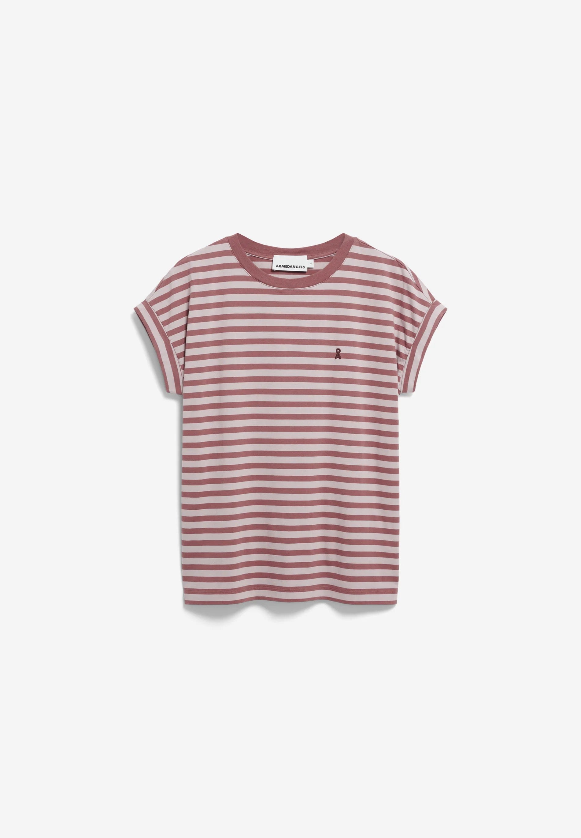Idaara Stripes Organic Cotton T Shirt - Ice Grape/Dark Berry