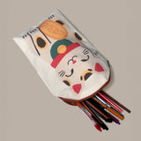 Lucky Cat Canvas Zip Pouch