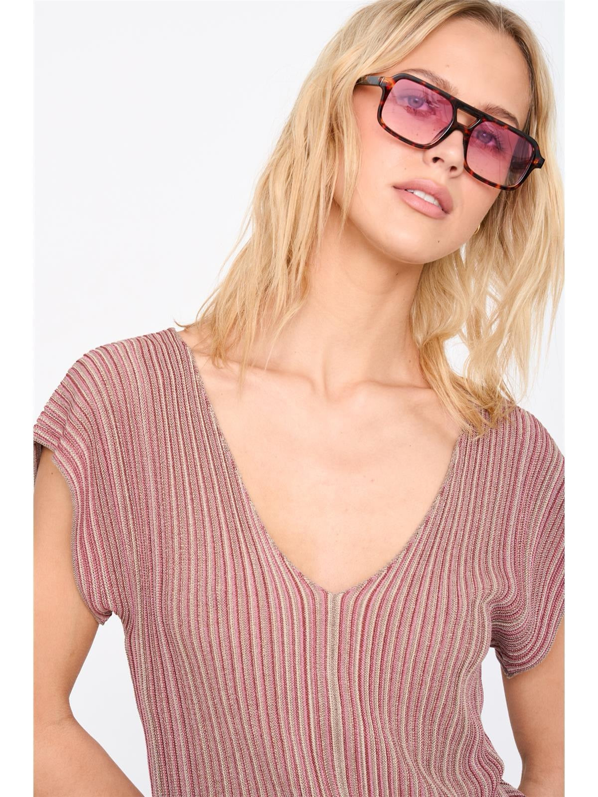 Stripey V Neck Tee