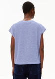 Oneliaa Lovely Stripes Organic Cotton T Shirt - Oatmilk/Blue Noon