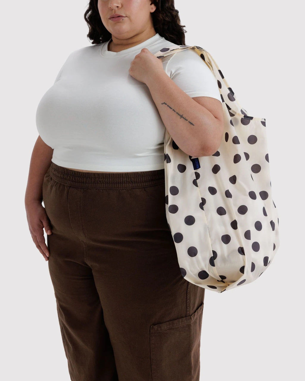 Big Baggu - Cream & Black Polka Dot